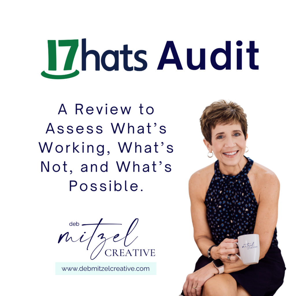 Image of Deb Mitzel with logo and words 17has Audit.  A review to assess what's working, what's not, and what's possible.